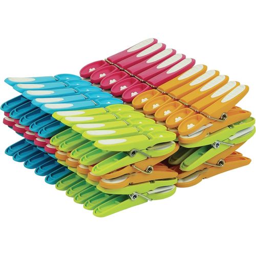 SUBZONAL-LAGUELLE - 60 Pinces A Linge Antiglissantes - Fabrication Française - Assorties Vert, Bleu, Orange, Rose