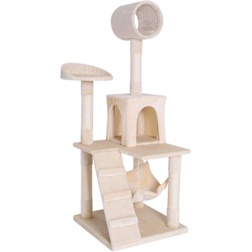 Arbre À Chat Avec Hamac Et Tunnel, Hauteur 133 Cm, Arbre Avec Corde En Sisal Et Peluche Douce, Surfaces De Repos Et Niches Confortables, Pour Petits Et Grands Chats, Gris Foncé