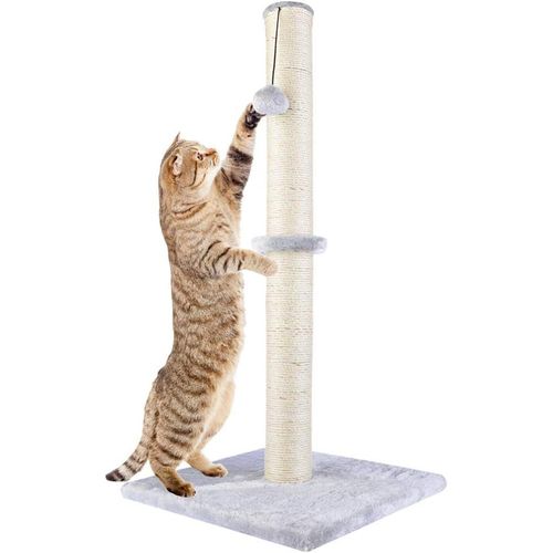 Teppc-Griffoir Pour Chat De Taille Standard Avec Corde En Sisal Et Recouvert De Peluche Douce Et Lisse, Griffoir Vertical Pour Chats De Taille Standard (Gris, 73,7 Cm)