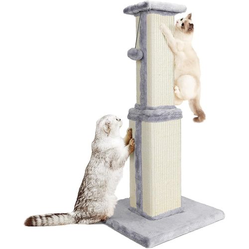 Asfasfq-Arbre À Chat, 80 Cm De Haut, Tronc À Griffer, Pour Chats De Taille Moyenne Et Petite, Tronc En Sisal Naturel Avec Balle En Peluche Interactive, Beige