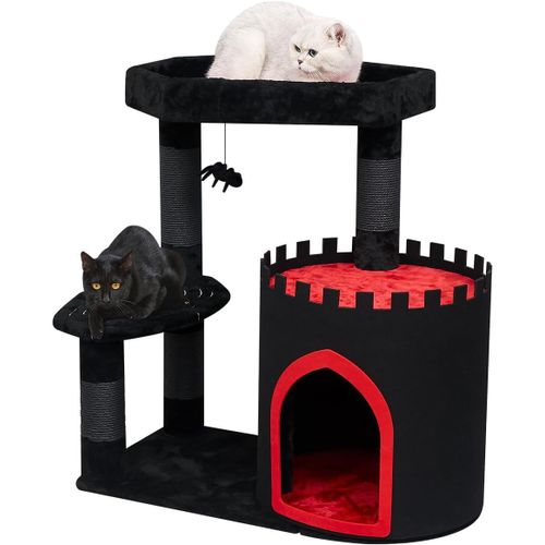 Arbre ¿¿ Chat Gothique Noir Avec Lit Pour Chat Cercueil, Condo Spacieux Pour Chat D'halloween, Arbres ¿¿ Chat, Araign¿¿E, Balle Suspendue, Meubles Pour Chat Gothique (Petit)