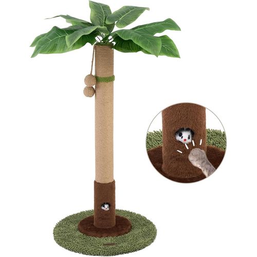 Kalanka-Arbre À Chat De 88,9 Cm De Haut Avec Trou Pour Rat Et Corde En Sisal Pour Adultes, Chats Et Chatons Avec Jouet Pour Chat Et Balle De Suspension Pour Chats D'intérieur (Vert)