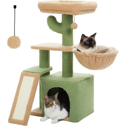 Petit Arbre ¿¿ Chat Hauteur 73 Cm, Arbre A Chat Design Stable, Avec Poteau ¿¿ Griffoir, Coussin D¿¿Montable & Base Tournable, Gris