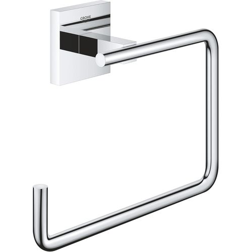 Start Cube Anneau Porte-Serviette Mural Pour Salle De Bain, Fixations Cachées, Métal, A Coller Avec Grohe Quickglue Ou À Visser, Chromé, 40975000