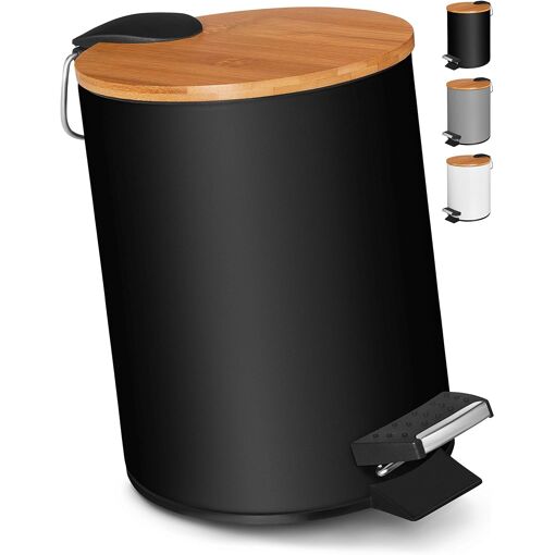 Poubelle De Cuisine Boho 12 Litres Avec Couvercle Pop-up - Corbeille Rotin Beige Anti-Odeurs