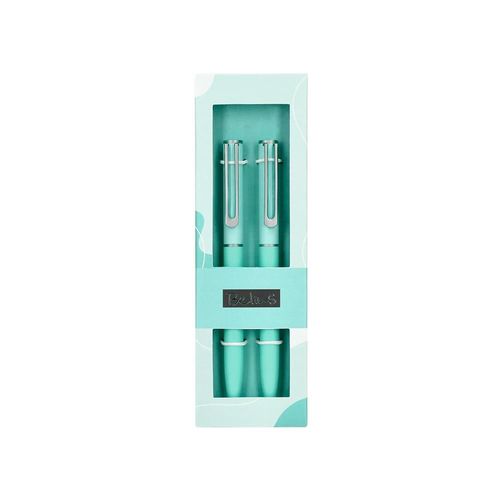 Belius Stylo-Bille Bari Pointe 1 Mm Encre Bleu Coloris Bleu Pastel Boite Cadeau De 2 U
