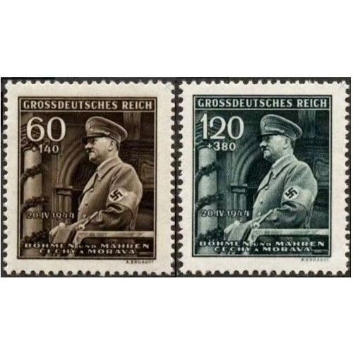 Tchecoslovaquie, Occupation Allemande 1944, Boheme Et Moravie, Tres Beaux Timbres Neufs** Luxe Yvert 115 Et 116, 55eme Anniversaire Chancelier Hitler.