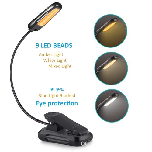 Lampe De Lecture 9 Led Liseuse Lampe Clip Rechargeable Usb 9 Modes De Luminosité Et 3 Température De Couleur, 360°Cou Flexible Lampe Pince Pour Lit, Livre, Veilleuse Pour Nuit Et Lampe De Chevet