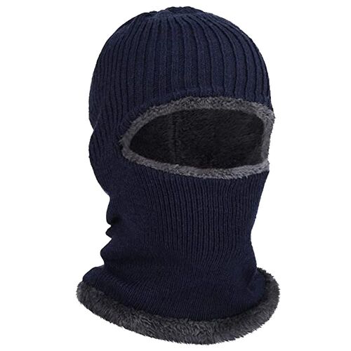 Masque Intégral Tricoté Masque De Ski Doublé En Polaire D'hiver Pour Hommes Femmes Faveurs D'hiver (Bleu)