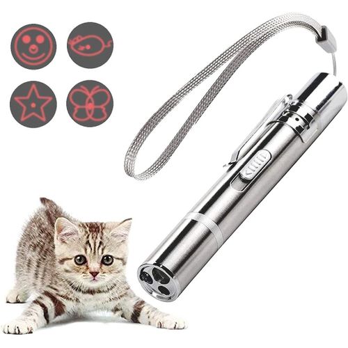 Jouets Interactifs Pour Chats, Rechargeables Par Usb, Lampe De Poche Led, Éclairage De Contrôle Amusant À Motifs Multiples, Outil De Dressage Multifonctionnel Pour Chats