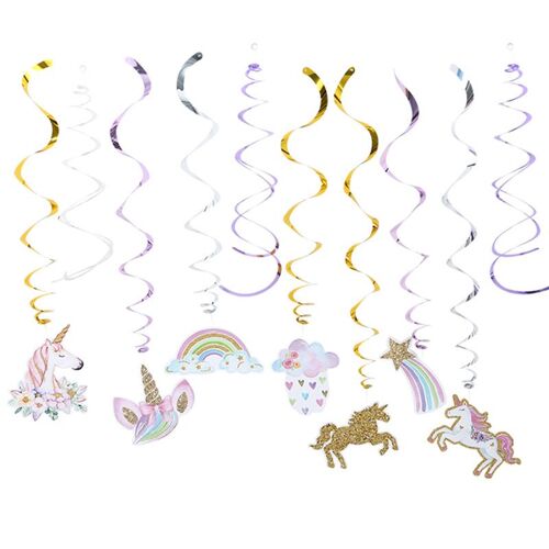 20 Piecs Suspendu Swirl Décorations,Licorne Décoration Tourbillons Guirlande Articles de Fête de Licorne pour Les Enfants (Licorne Décoration)