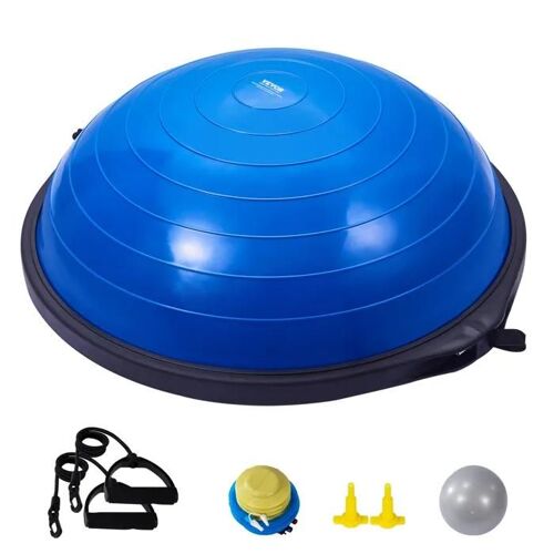 Demi-Ballon Fitness-Vevor- 66 Cm, Ballon D'équilibre Capacité 680 Kg, Station D'équilibre Avec Bande De Résistance , Bleu