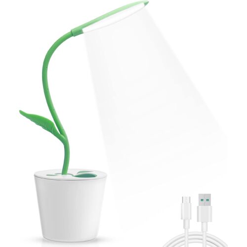 Lampe De Bureau Pour Enfants, Jolies Lampes De Table De Salle De Classe Pour Enfants, Étudiants Et Adultes, Mini Lampe Led Tactile Usb Flexible Verte Avec Gradateur À 3 Niveaux, Lampe Porte-Crayons (V