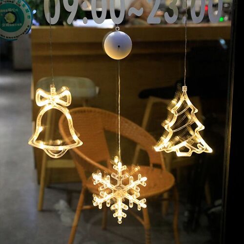 3pcs Led Ventouse Lumières Noël Bonhomme De Neige Sapin De Noël Pentagra