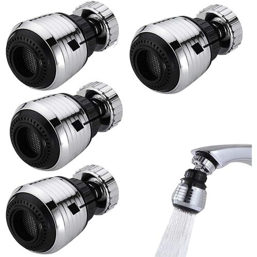 Aérateur de robinet à 360 degrés, aérateur de robinet 4 pièces, buse de robinet de cuisine, filtre à bulles de robinet, aérateur de robinet pivotant réglable pour cuisine et salle de bain