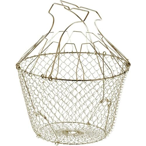 Panier à salade pliable avec raidisseurs - Acier inoxydable - Rangement facile - Essorage doux - Ø 22,5 cm