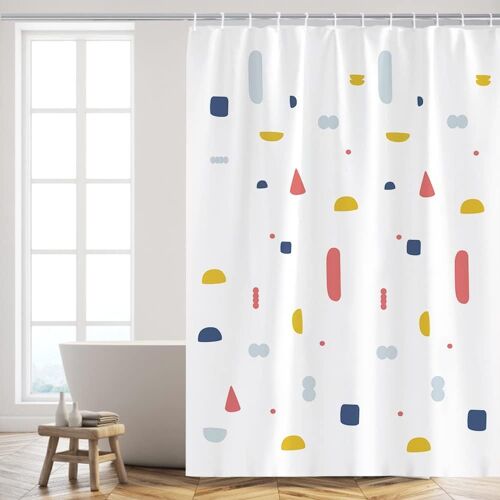 Rideau de Douche 180 x 200cm Anti Moisissure Facile à Nettoyer Polyester Tissu Imperméable avec 12 Crochets étanche de Rideau Douche