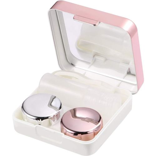 Étui De Voyage Pour Les Lentilles De Contact, Avec Miroir, Pince À Épiler, Et Une Bouteille De Solution (Rose Clair) 