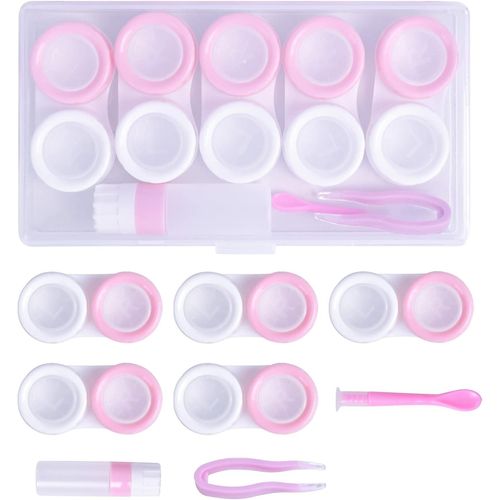 Étui À Lentilles De Contact Pour 5 Paires, Étui À Lentilles De Contact, Kit De Voyage Portable, Étui De Rangement Coloré Pour Lentilles De Contact, Rose 