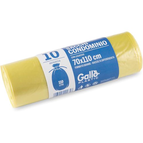 Lot De 15 Sacs Poubelle, Mesurant 70 X 110 Cm, Jaune Trasp, Plastique