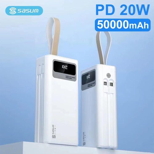 Sasum-Batterie Externe Usb Type-C Pd, 50000mah, 20w, Charge Rapide, Avec Lampe Torche, Pour Iphone 14/15, Camping