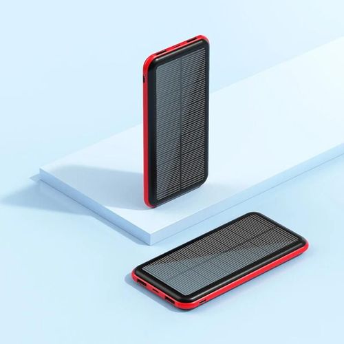 Powerbank Solaire Batterie De Rechange Grande Capacité Charge Portable Powerbank 10000 Mah Batteries Auxiliaires Pour Téléphone Portable Intelligent-Red-10000mah