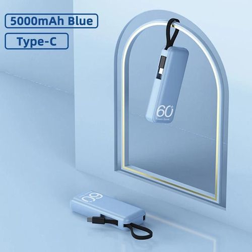 Mini Batterie Externe 5000mah Avec Câble Type-C, Charge Rapide Portable, Batterie De Rechange Externe Pour Iphone 15 Samsung Xiaomi Powerbank