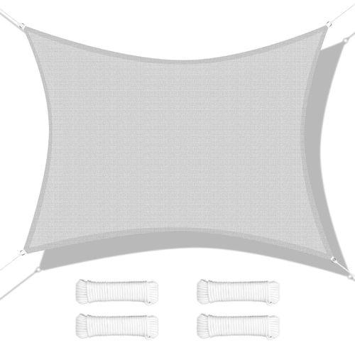 Voile D'ombrage Rectangulaire Gris Clair 3.6x4.8m Pour Terrasse, Jardin, Cour, Pergola