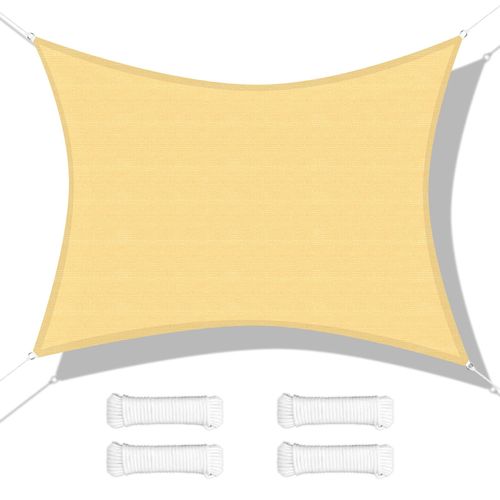 Voile D'ombrage Rectangulaire Couleur Sable 3.6x4.8m Pour Terrasse, Jardin, Cour, Pergola