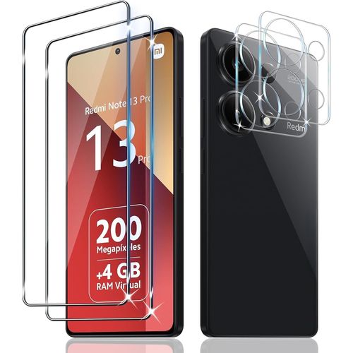 Verre Trempé Pour Xiaomi Redmi Note 13 Pro 4g, 2 Pièces Film Protection Écran Et 2 Pièces Caméra Arrière Protecteur, Anti-Rayures,Dureté 9h Glass, Hd Transparent