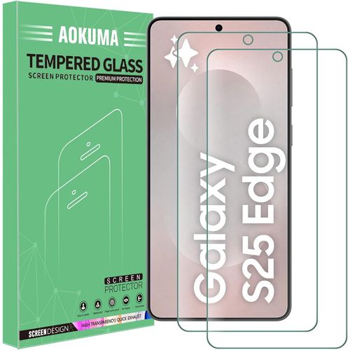 Verre Trempé Samsung Galaxy S25 Edge, [Lot De 2] Protection Écran Pour Samsung S25 Edge [0.26Mm] [Extrêmement Résistant Aux Rayures] [Haute Définition] [Facile À Installer] Protections D'Écran