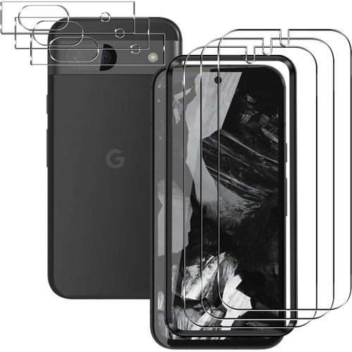 Verre Trempé Compatible Avec Google Pixel 8a, 3 Pièces Film Protection Écran Et 3 Pièces Caméra Arrière Protecteur, 9h Dureté Anti Rayures Hd Protecteur D'écran Pour Google Pixel 8a