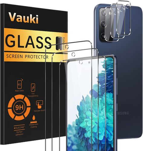 JGD-3 pièces en verre trempé pour Samsung Galaxy S20 FE 5G 6,5"" avec 3 caméras de protection, dureté 9H, anti-rayures, sans bulles, ultra HD écran de film compatible avec Samsung S20 FE 5G