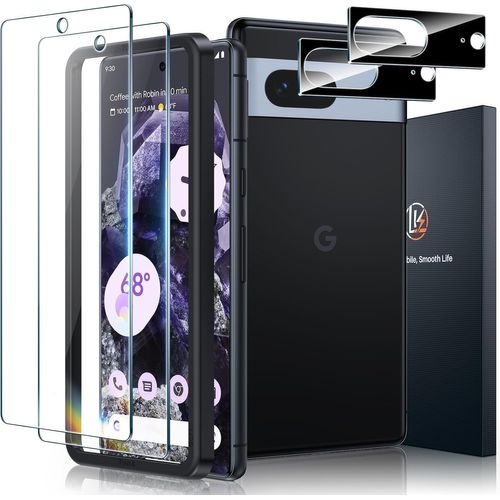 Verre Trempé Compatible Avec Google Pixel 8 6.2 Pouce, 2pcs Vitre Protection Ecran Et 2pcs Caméra Arrière Protecteur Avec Cadre D'installtion(Anti-Rayure,Sans Bulles D'air,9h Dureté,Ultra Clair)