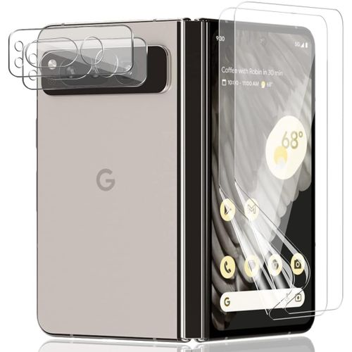 Pack 4 Pièces Pour Google Pixel Fold - 2 Films Écran Tpu Ultra-Fins + 2 Protecteurs Lentille En Verre Trempé 9h, Hd, Anti-Rayures, Couverture Bord À Bord