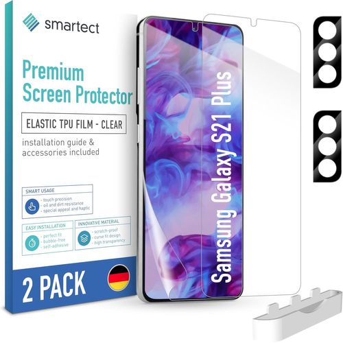 Tpu Protecteur D'Écran [2 + 2 Pièces] Pour Samsung Galaxy S21 Plus, Écran + Caméra, Couvre Tout L'Écran, Installation Sans Bulles, Protection Anti-Traces De Doigts