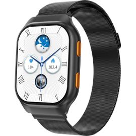 Smartwatch 1,96 pouce AMOLED HD Écran pour femmes et hommes avec connexion Bluetooth, tracker de fitness, moniteur de fréquence cardiaque, moniteur de sommeil, podomètre, étanche IP68,