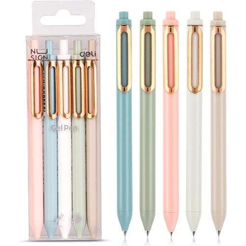 Lot De 5 Stylos À Encre Gel Noire De 0,5 Mm À Pointe Fine Et Lisse, Stylos Haut De Gamme Pour Journal Intime, Prise De Notes, Fournitures De Bureau Mignons, Cadeaux Pour Homme Et Femme