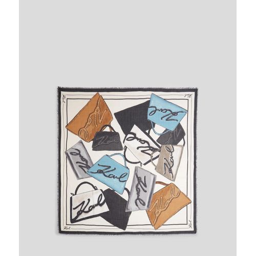Karl Lagerfeld - Foulard Avec Motif Sacs K/Signature, Woman, Blue, Size: One Size