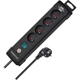 SEPT-Multiprise Premium-Plus Noire, 4 prises, avec 1,8m de câble, Fabrication Française