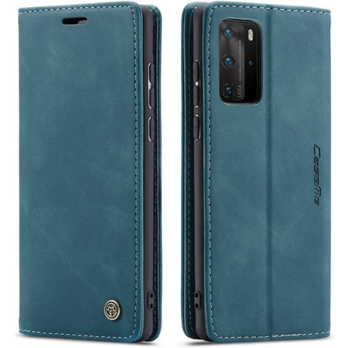 Coque Pour Huawei P40 Pro,Portefeuille Housse En Cuir Flip Case,Avec Porte Cartes,Fonction De Support,Fermeture Magnetique - Bleu
