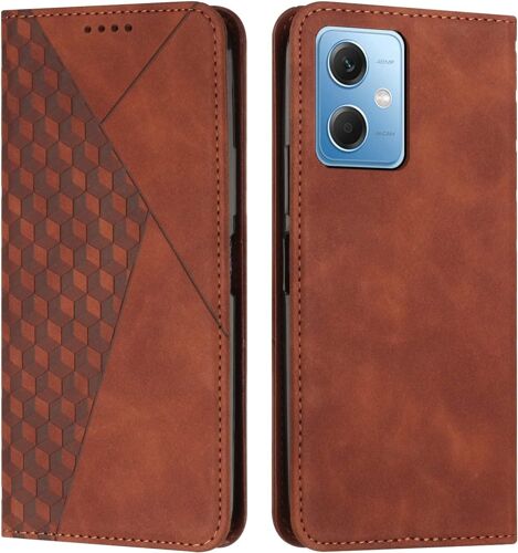 Compatible avec Xiaomi Redmi Note 12 5G Étui Portefeuille, Fentes pour Cartes à Rabat en Cuir synthétique PU, béquille à Fermeture magnétique, étuis antichocs (Marron)