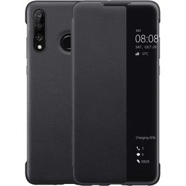 Senior-Coque Huawei P30 Lite, Smart View Étui À Rabat En Cuir, [Mode D'économie D'énergie][Protección Integral](P30lite,Noir)[L670]