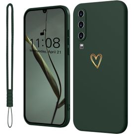 Coque De Protection Pour Huawei P30 - Motif C?ur D'amour Doré - En Silicone Souple - Fine - Anti-Chocs - Anti-Rayures - Amour Mignon - Pour Fille - Vert