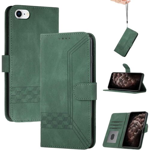 Coque Pour Iphone 6/7/8/Se 2020,Portefeuille Etui Housse En Cuir Protection Avec Porte Cartes,Fentes Pour Cartes,Fonction De Support,Fermeture Magnetique-Vert