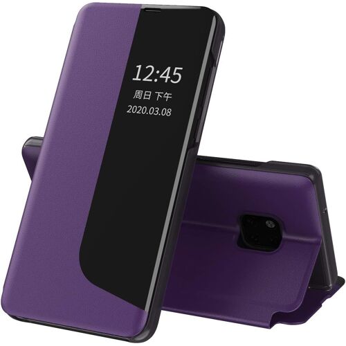 SUBZONAL-Coque pour Huawei Mate 20 Pro Etui, Étui Fenêtres Transparentes intelligentes + Étui à Rabat Cuir PU Housse de Protection Anti-Chutes Antichoc Coque pour Huawei Mate 20 Pro Violet QHC