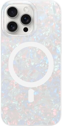 SJZG-Hue \U2013 Coque Pour Iphone 15 Pro Max [Compatible Avec Magsafe] \U2013 Blanc Nacré \U2013 [Protection Contre Les Chutes De 3 M] [4 Coins Rembourrés D'Airbag] \U2013 Mignon, Unique Et Esthétiqu