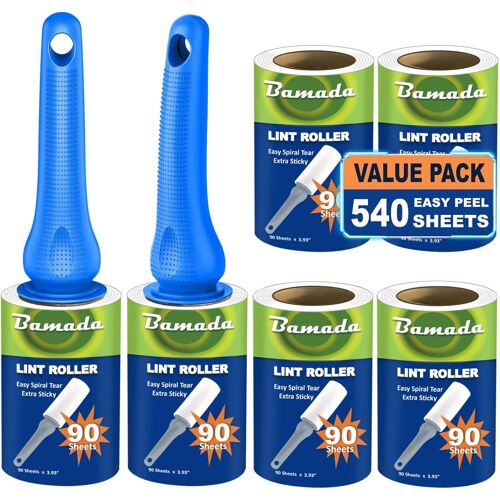 Brosse Anti Poils Animaux 540 Feuilles Très Adhésives - Extra Collant Rouleau Adhesif Vetement, Brosse Adhesive Poils Animaux (Bleu)