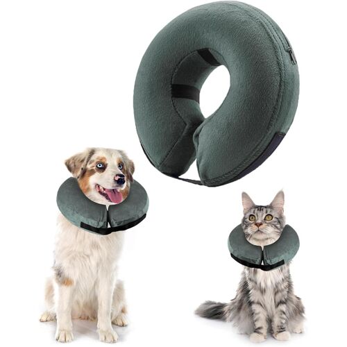 Collier Collerette Gonflable Pour Chien, Collerette Chien Gonflable Avec Velcro Réglable, Collerette Chat, Adapté À La Chirurgie Ou À La Guérison Des Plaies, Anti-Léchage (Bleu, M)