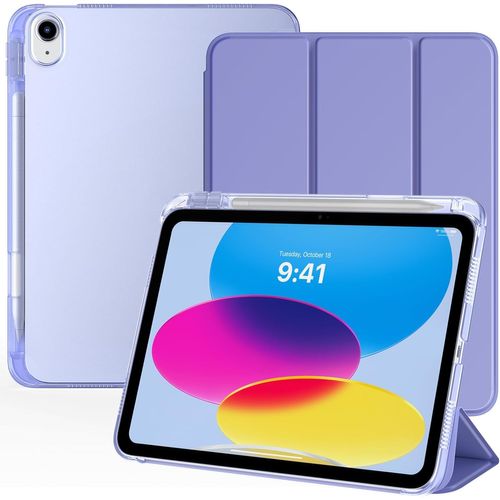 Coque Compatible Avec Apple Ipad 11 Pouces(A16) 2025, Ipad 10ème Génération 10,9 Pouces 2022 Avec Porte-Stylet, Légère & Mince Étui Arrière Translucide, Réveil/Sommeil Auto, Lavande